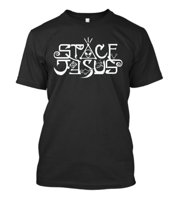 Space Jesus Alien Symbol Mystical Typography T-Shirt