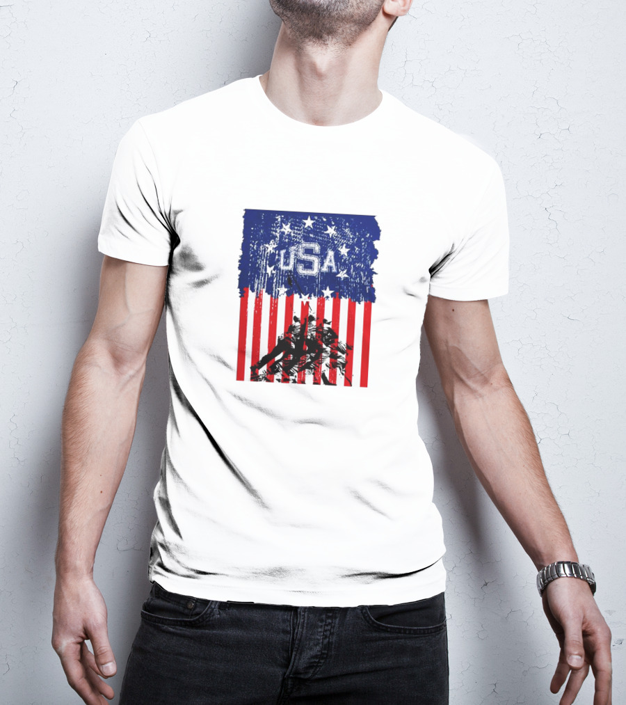 USA Stars And Stripes Iwo Jima Flag T-Shirt