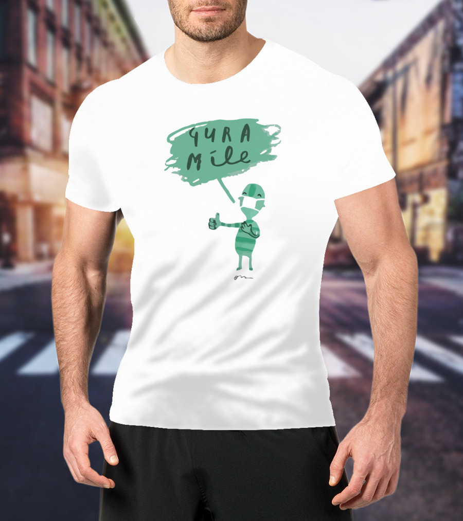 Gura Míle Green Cartoon Figure Thumbs Up T-Shirt