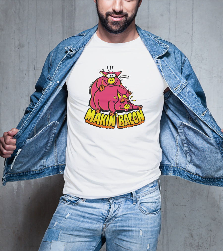 Makin Bacon OoooinK Pig Cartoon T-Shirt