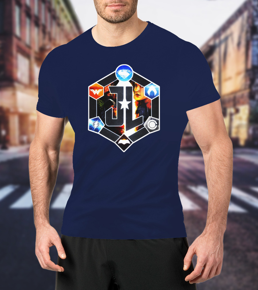 Zack Snyder Justice League JL Logo Wonder Woman Flash Cyborg Superman Batman Aquaman Icons T-Shirt