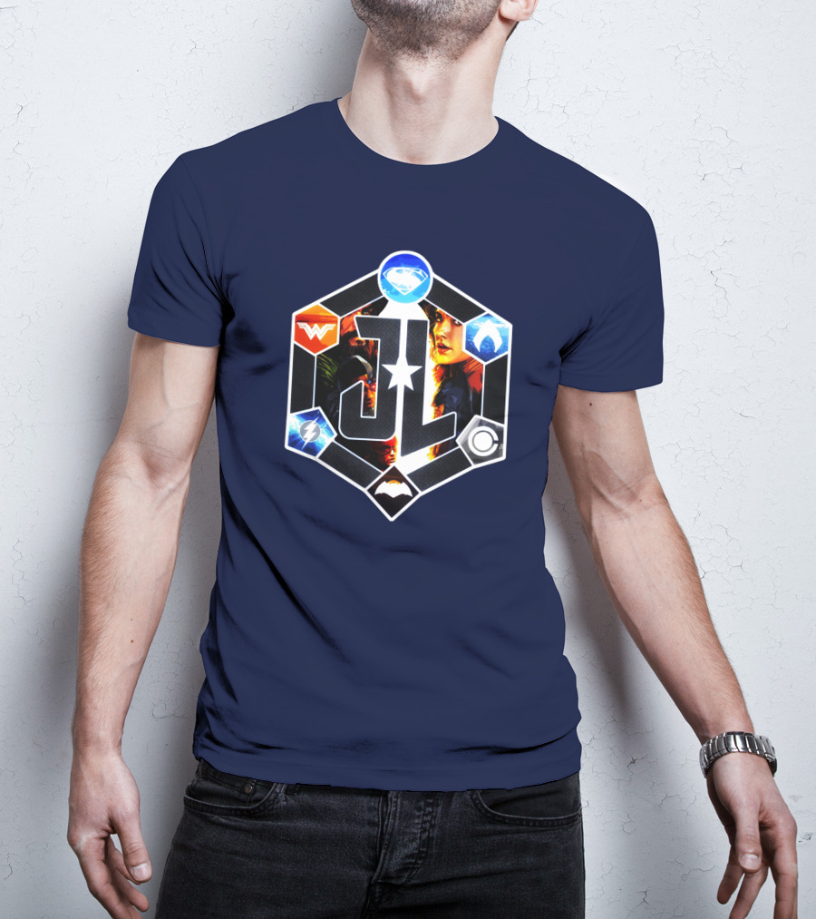 Zack Snyder Justice League JL Logo Wonder Woman Flash Cyborg Superman Batman Aquaman Icons T-Shirt