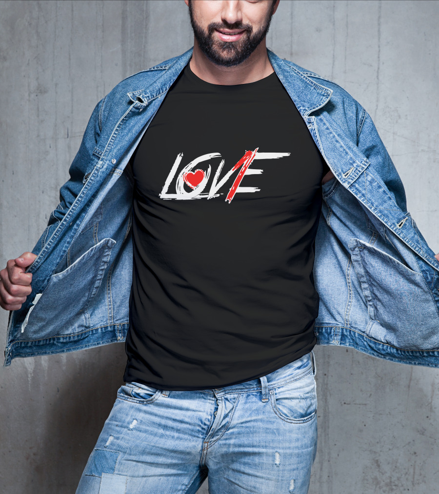 Love Heart Brushstroke Red Accent T-Shirt
