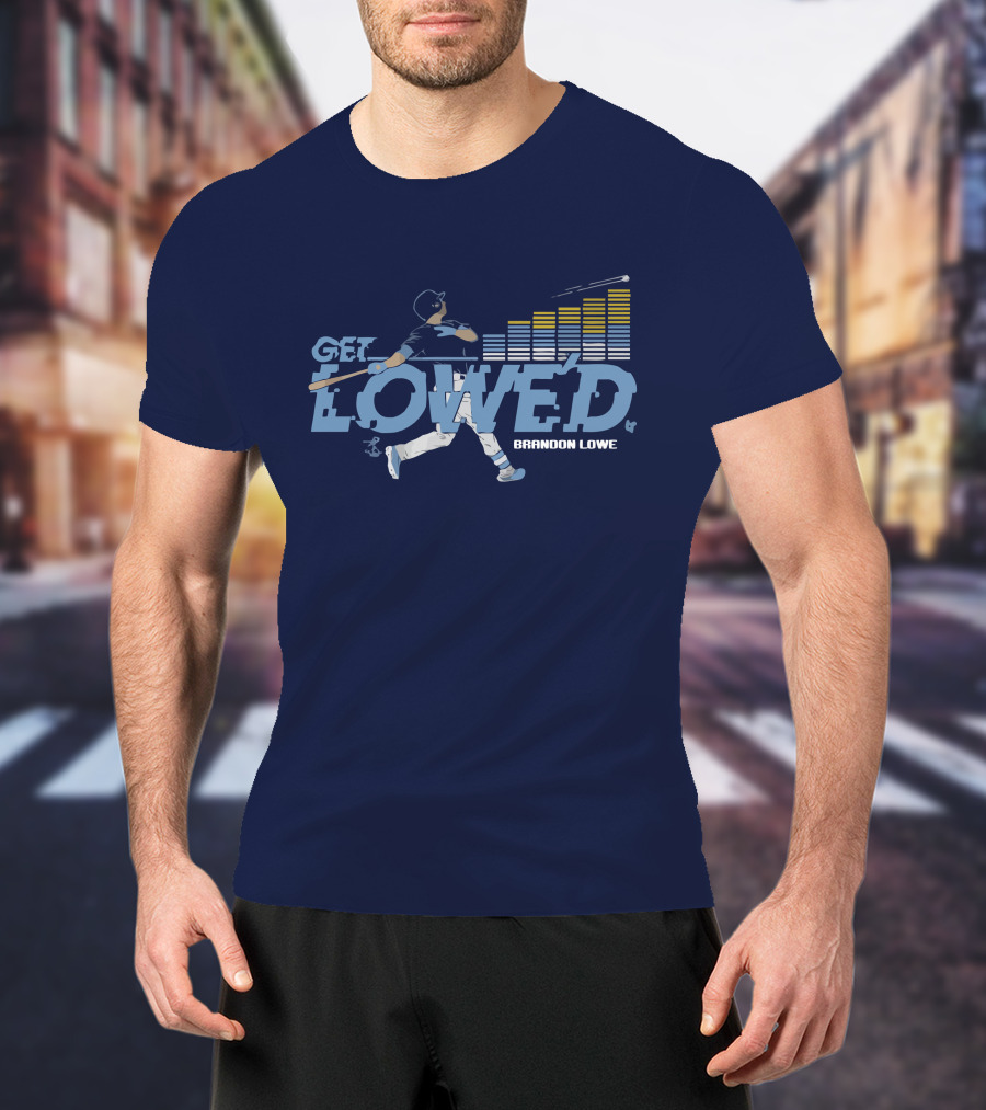 Brandon Lowe Get Lowed Baseball Swing With Rising Bar Graph T-Shirt