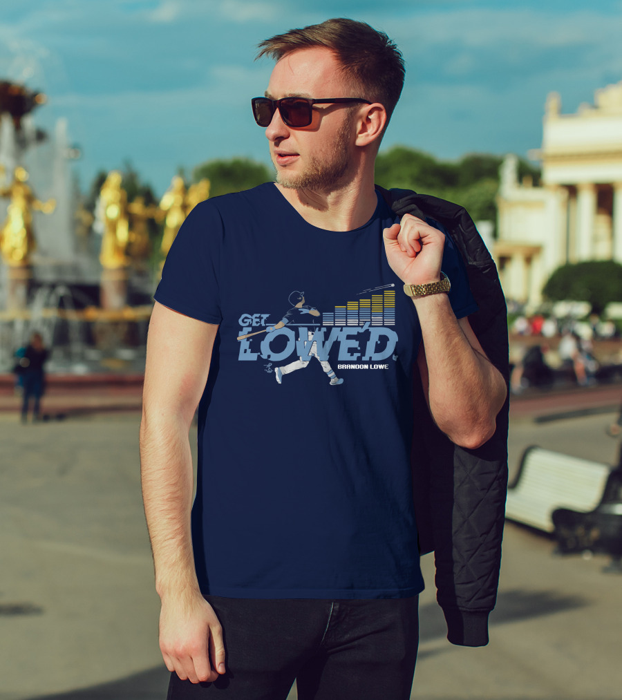 Brandon Lowe Get Lowed Baseball Swing With Rising Bar Graph T-Shirt