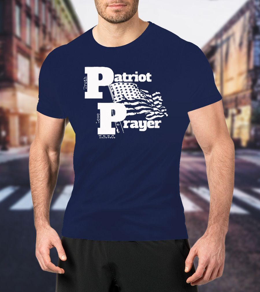 Truth Love Patriot Prayer T.B.W.C. American Flag T-Shirt