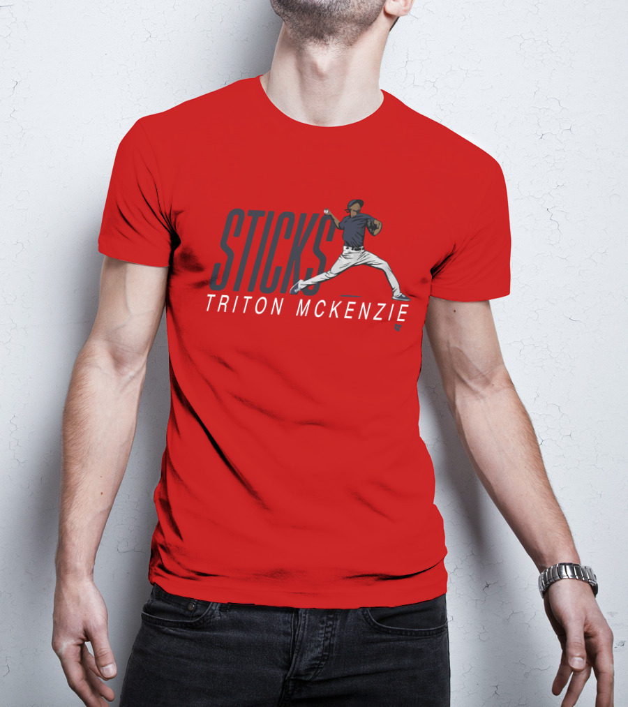 Triston McKenzie Sticks Pitching Motion Red T-Shirt