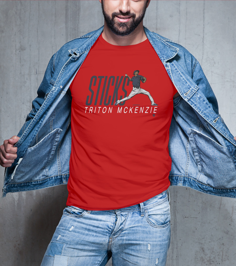 Triston McKenzie Sticks Pitching Motion Red T-Shirt