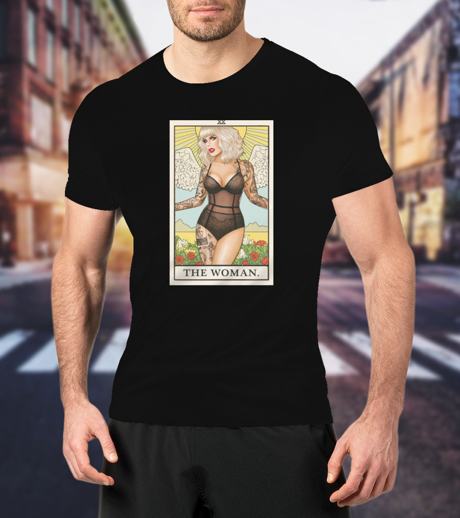 The Woman Tarot Card Katya Tattoo Angel Rose Sunburst T-Shirt