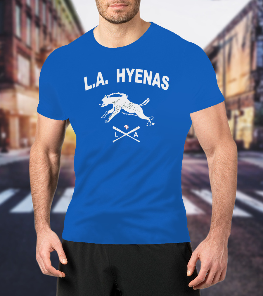 L.A. Hyenas Los Angeles Baseball Hyena With Crossed Bats T-Shirt
