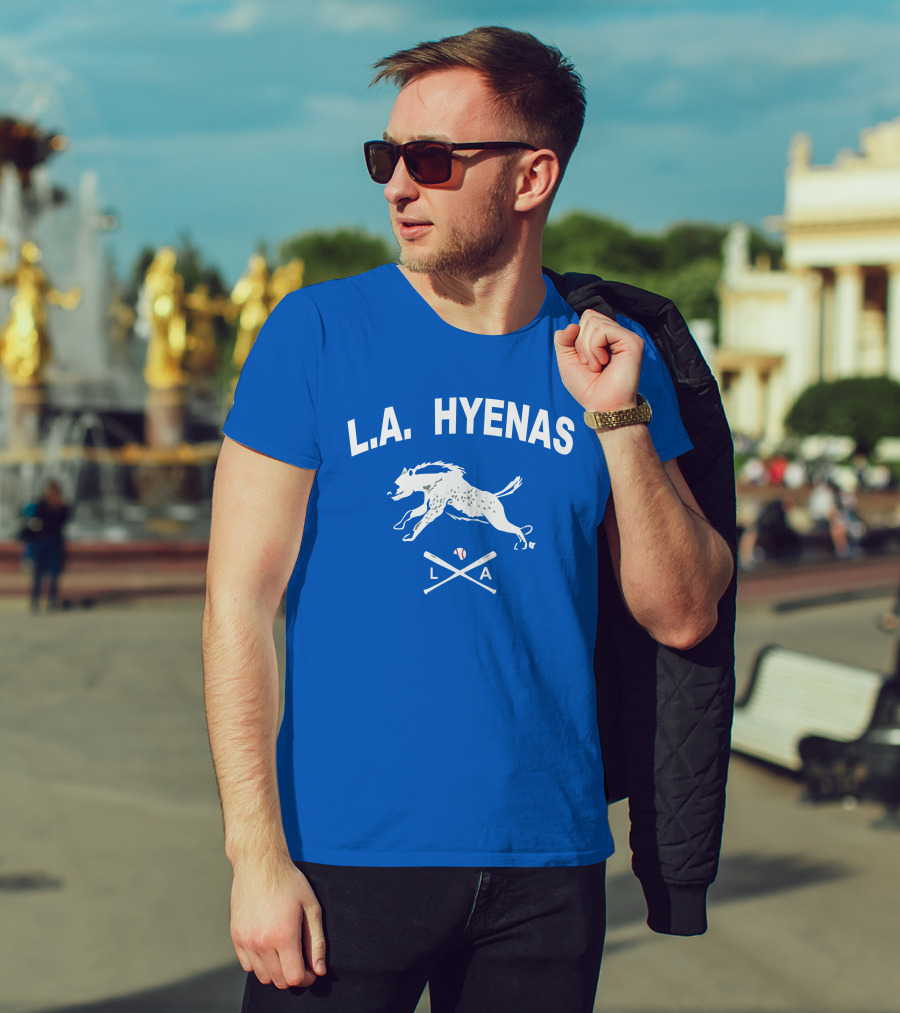 L.A. Hyenas Los Angeles Baseball Hyena With Crossed Bats T-Shirt