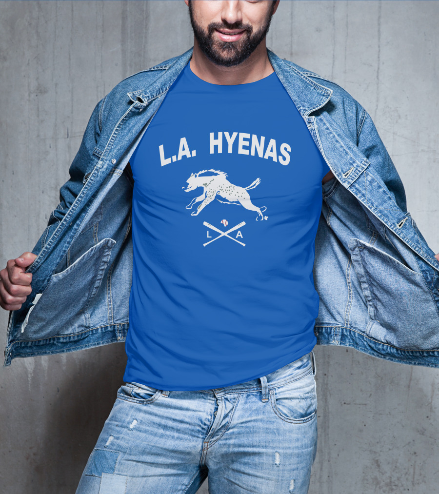 L.A. Hyenas Los Angeles Baseball Hyena With Crossed Bats T-Shirt