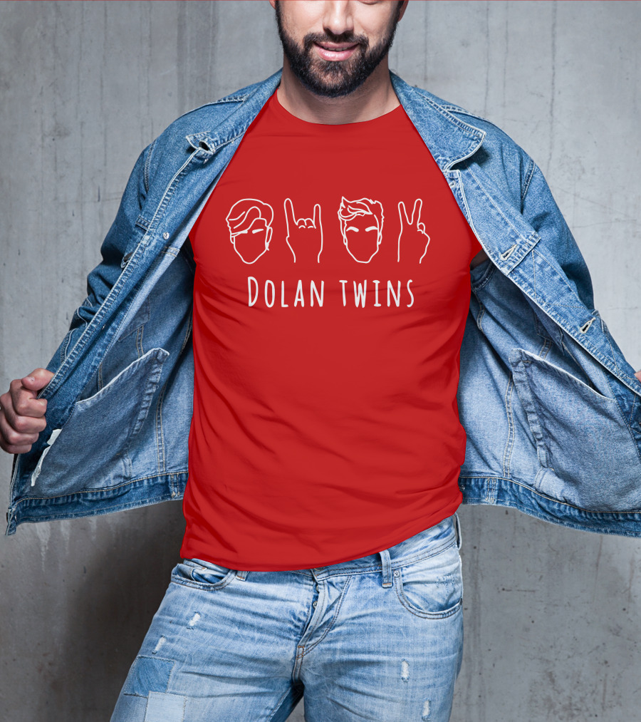 Dolan Twins Hand Gestures Face Outline Red T-Shirt