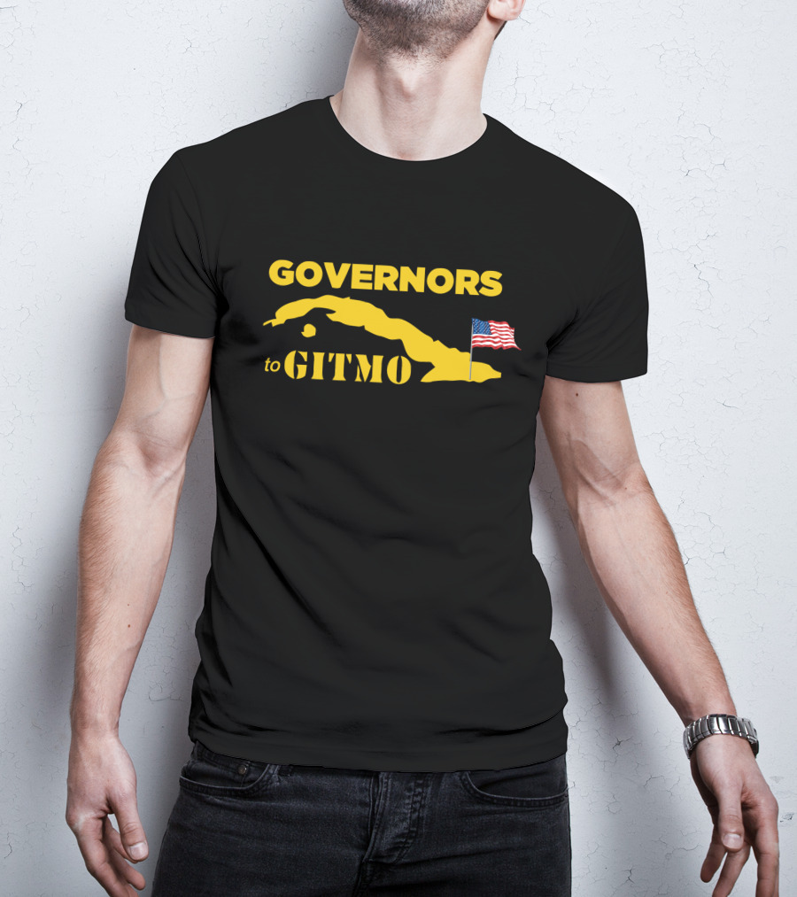 GOVERNORS TO GITMO Cuba Map American Flag T-Shirt