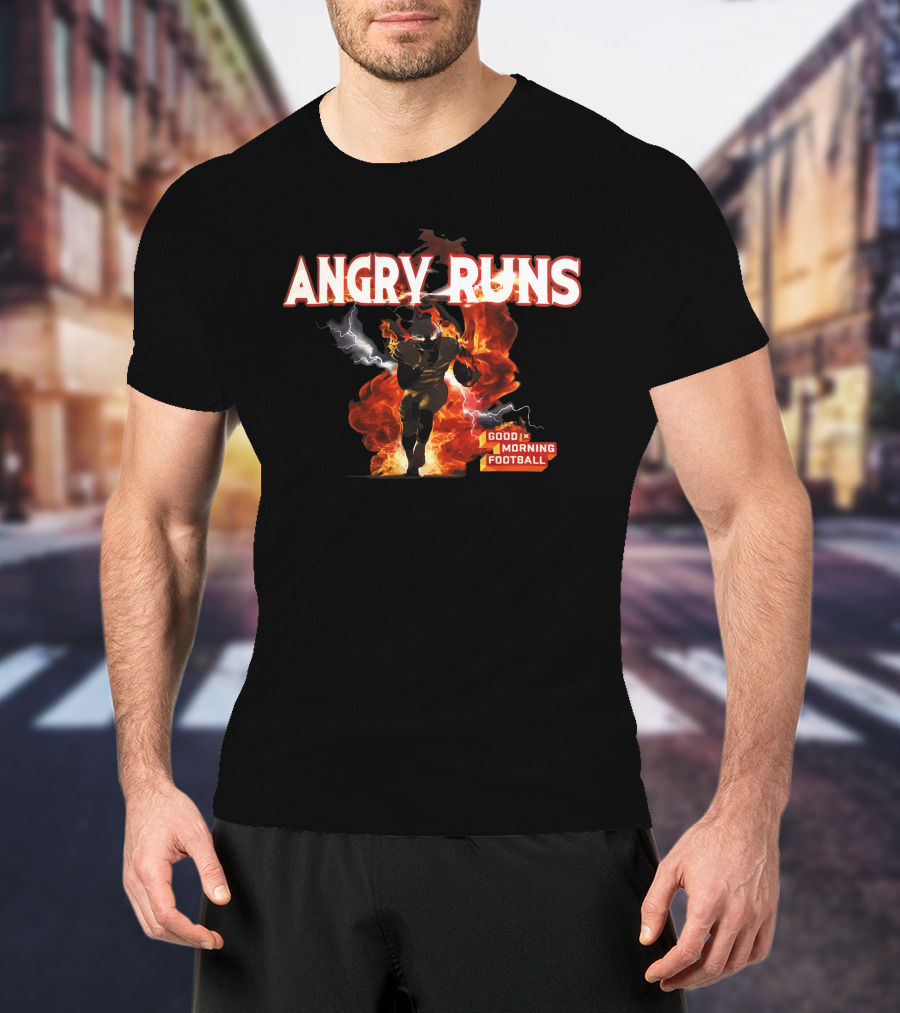 Angry Runs Good Morning Football Fire And Lightning Charge T-Shirt