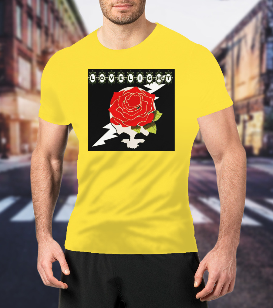 Lovelight Rose Skull With Lightning Bolt T-Shirt