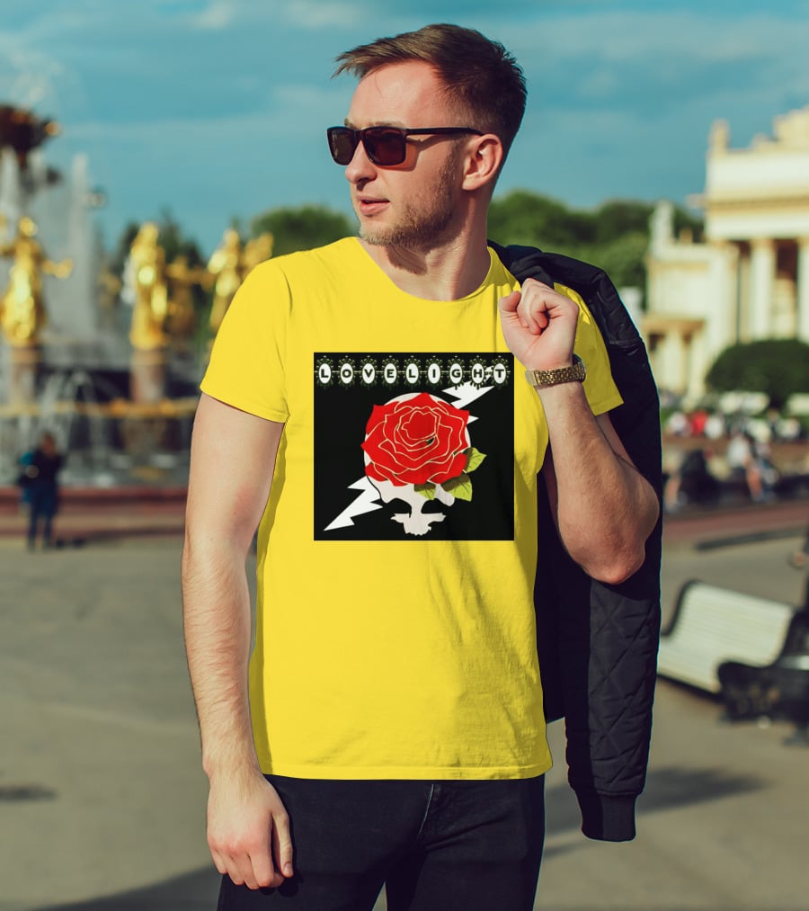 Lovelight Rose Skull With Lightning Bolt T-Shirt