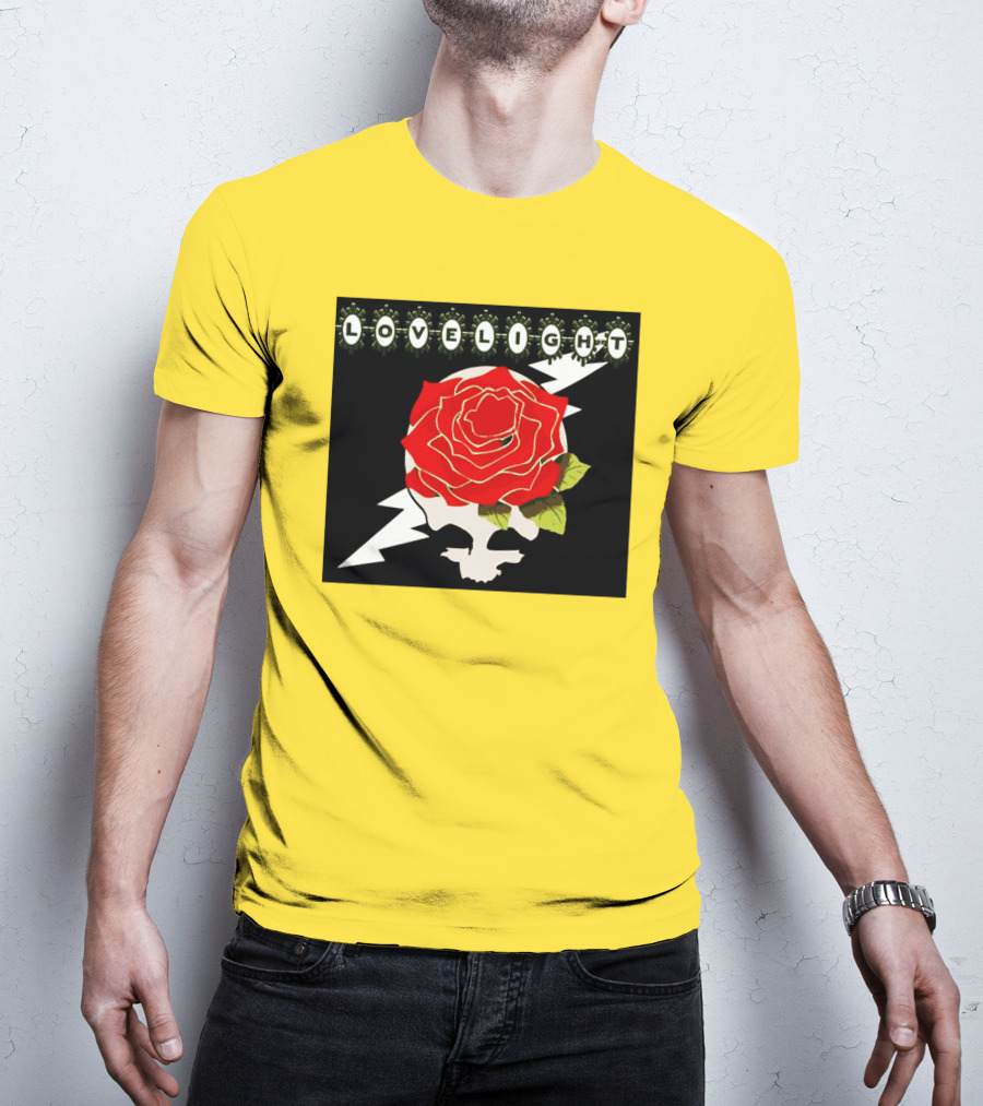 Lovelight Rose Skull With Lightning Bolt T-Shirt