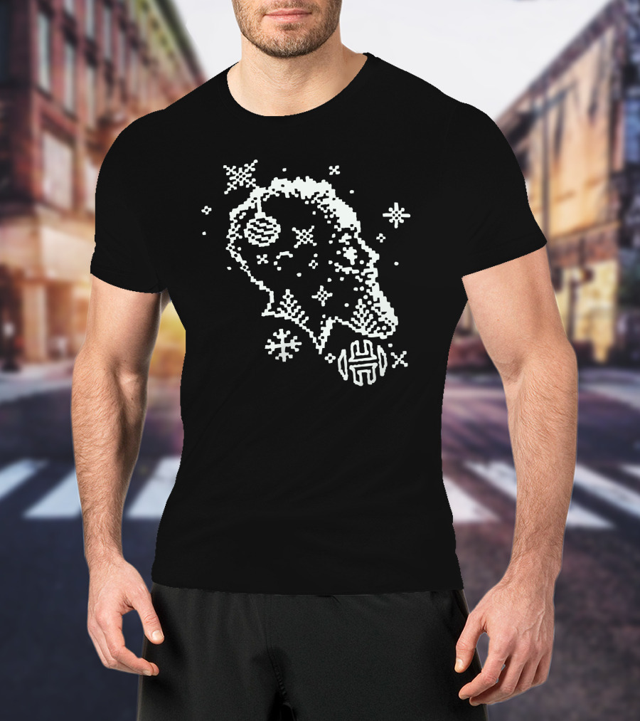 Harden Decorate The Game Holiday Pixel Art Crew T-Shirt