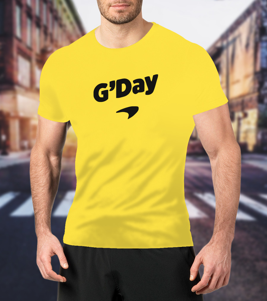 Daniel Ricciardo G'Day McLaren Logo Yellow Background T-Shirt