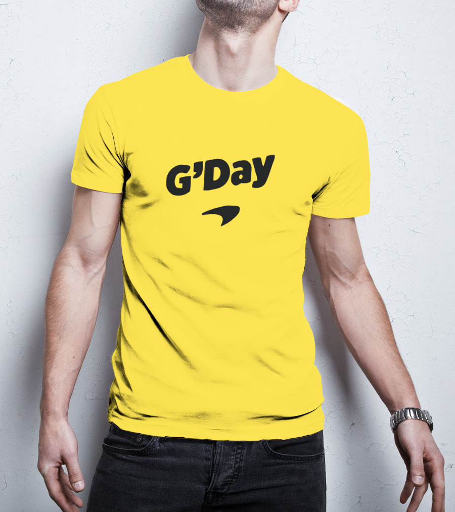 Daniel Ricciardo G'Day McLaren Logo Yellow Background T-Shirt