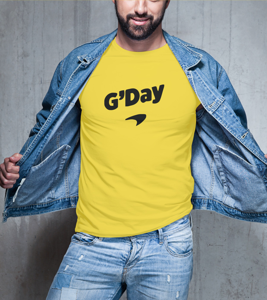 Daniel Ricciardo G'Day McLaren Logo Yellow Background T-Shirt