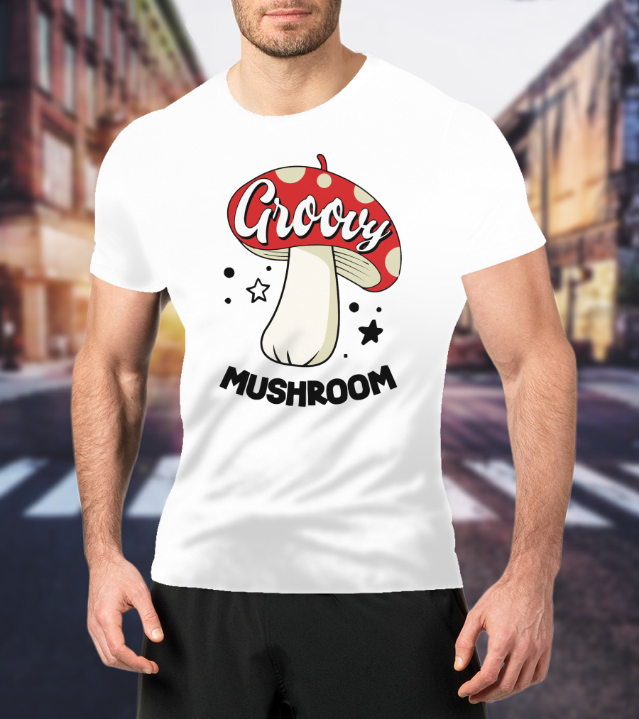 Groovy Mushroom Retro Polka Dot Star Fun T-Shirt