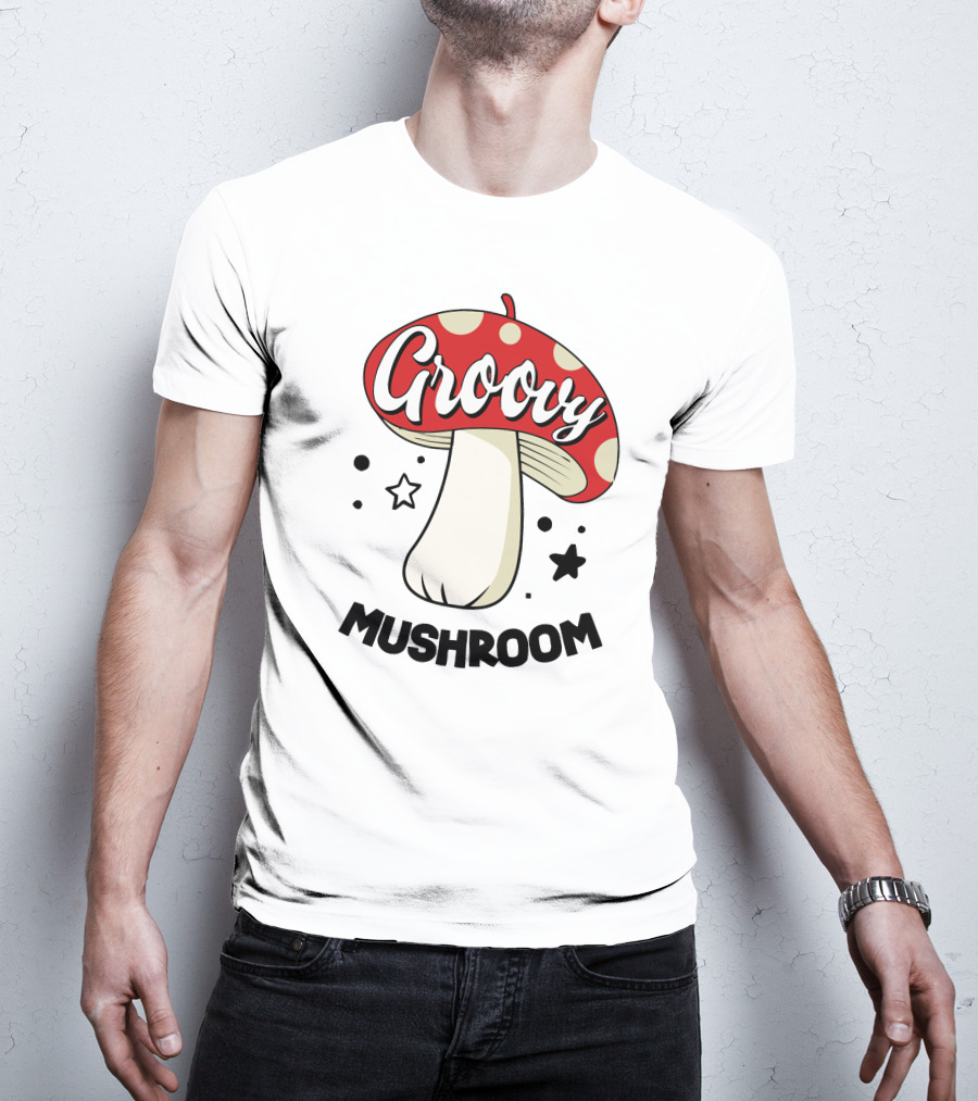 Groovy Mushroom Retro Polka Dot Star Fun T-Shirt