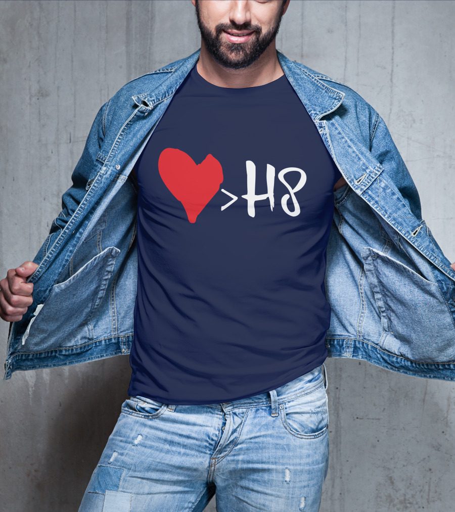 Love Heart Symbol Greater Than H8 T-Shirt