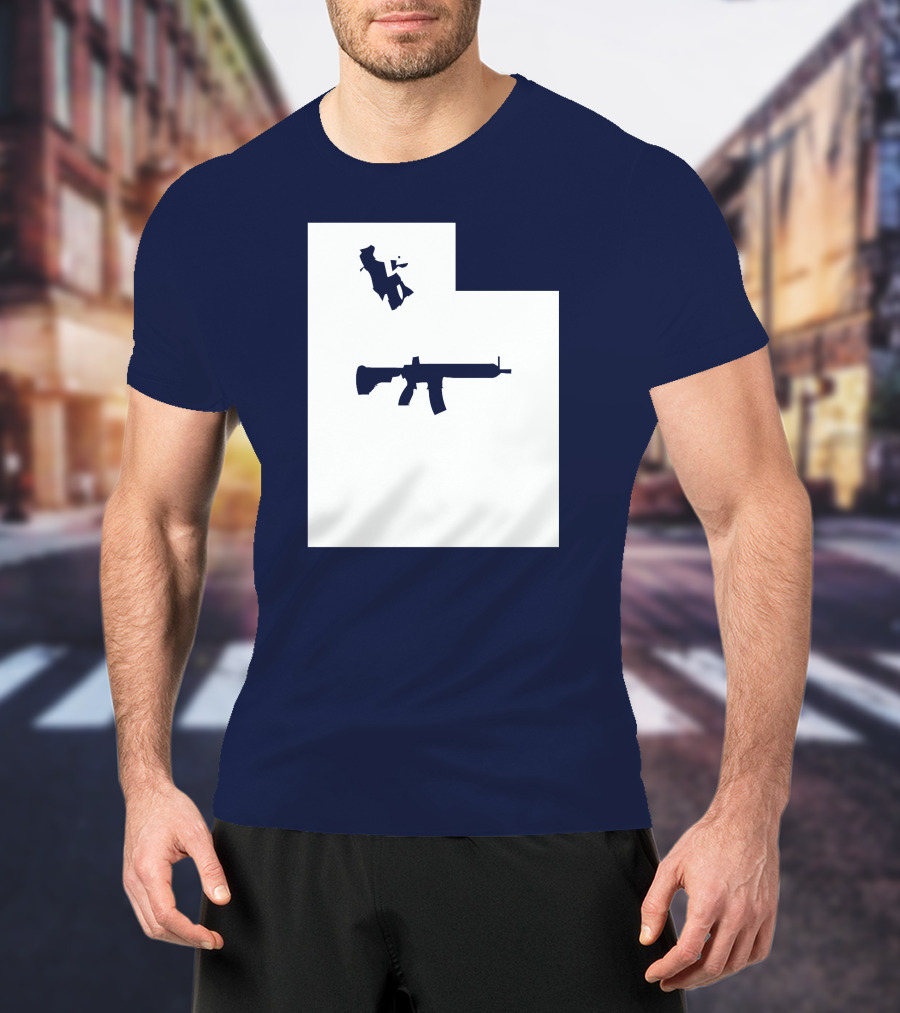 Keep Utah Tactical AR-15 Rifle And Skier In State T-Shirt