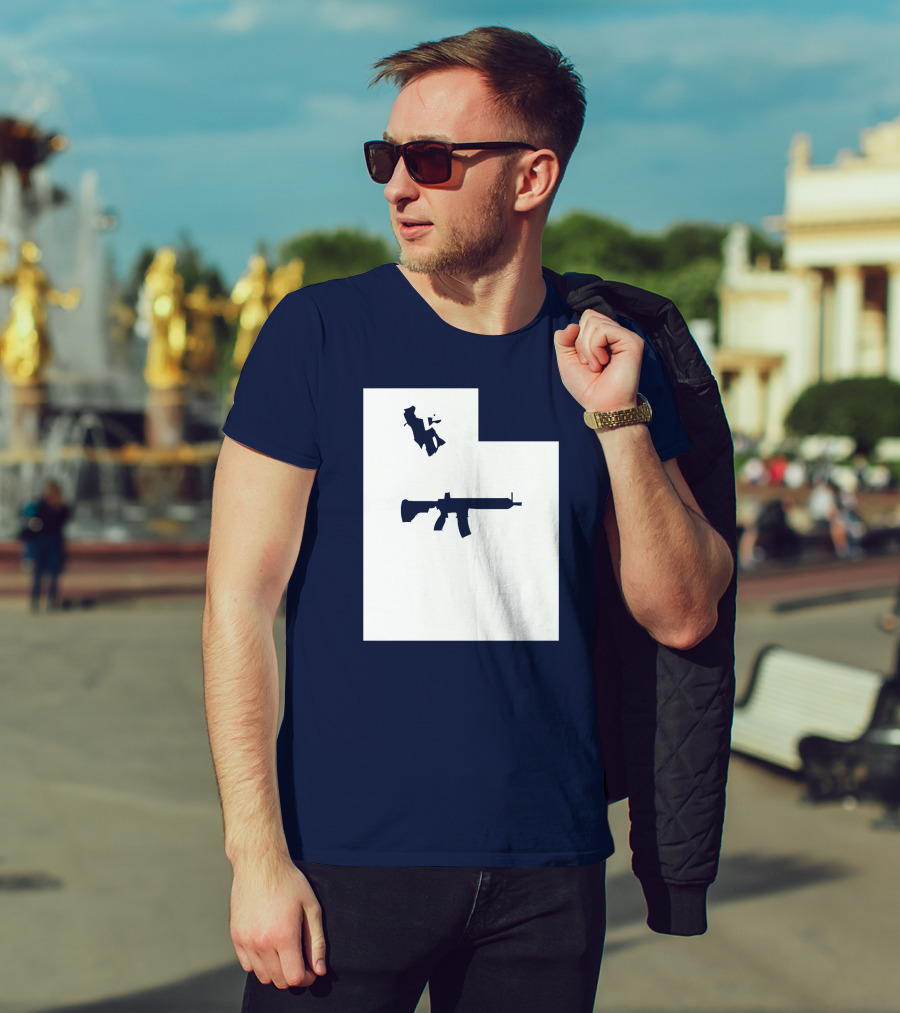 Keep Utah Tactical AR-15 Rifle And Skier In State T-Shirt