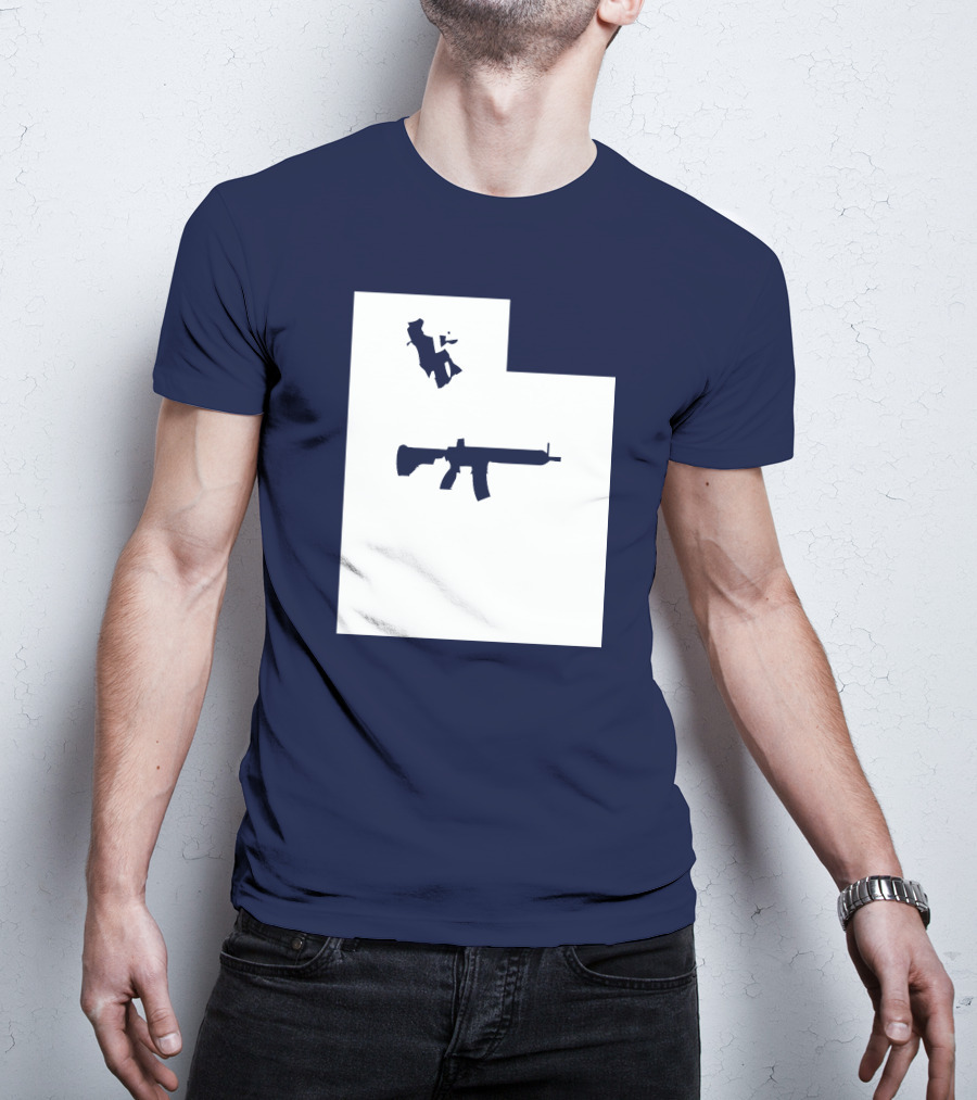 Keep Utah Tactical AR-15 Rifle And Skier In State T-Shirt