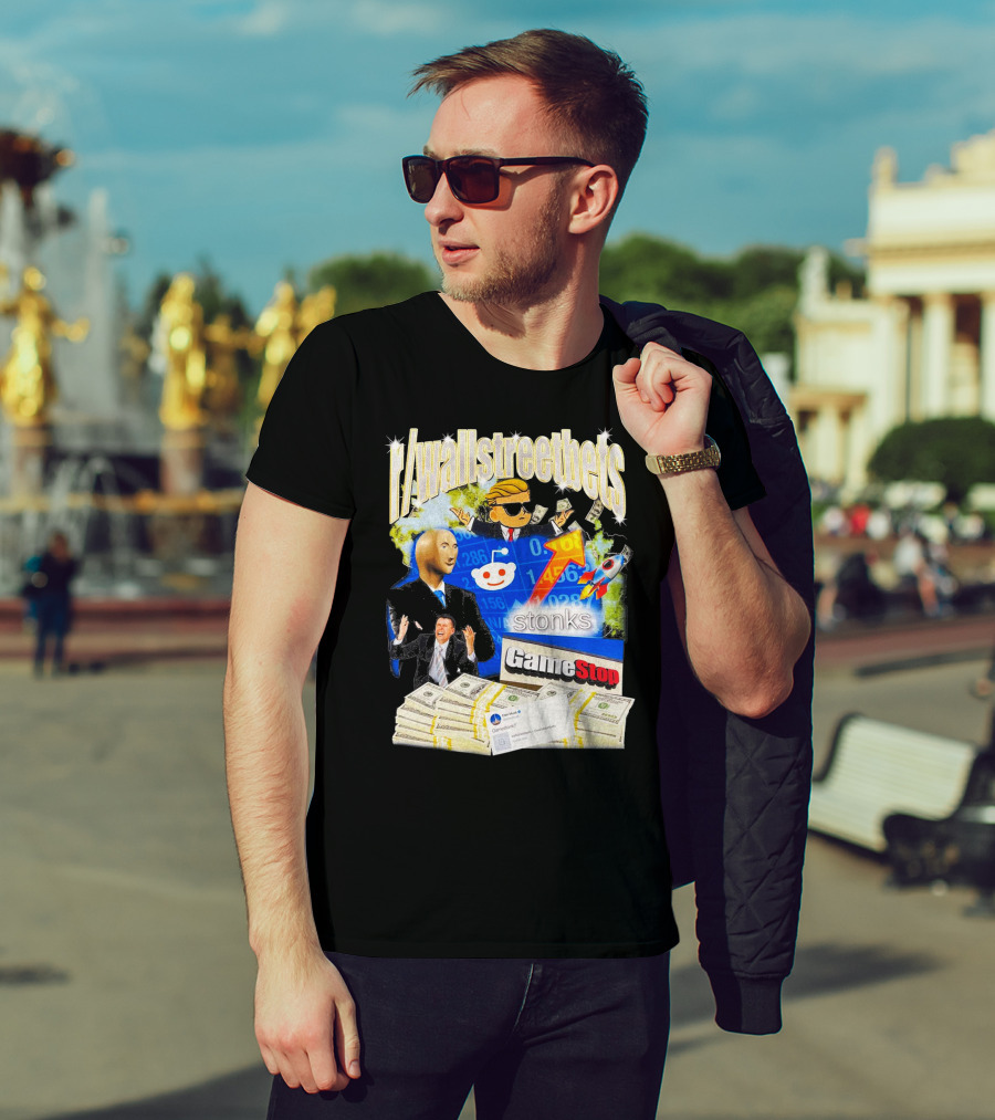 R/wallstreetbets Stonks GameStop Rocket Money Memes T-Shirt