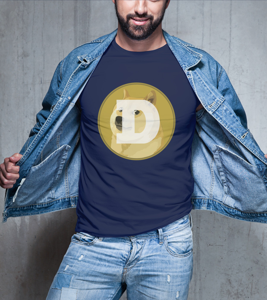 Dogecoin Dog Meme Cryptocurrency Icon D Letter T-Shirt