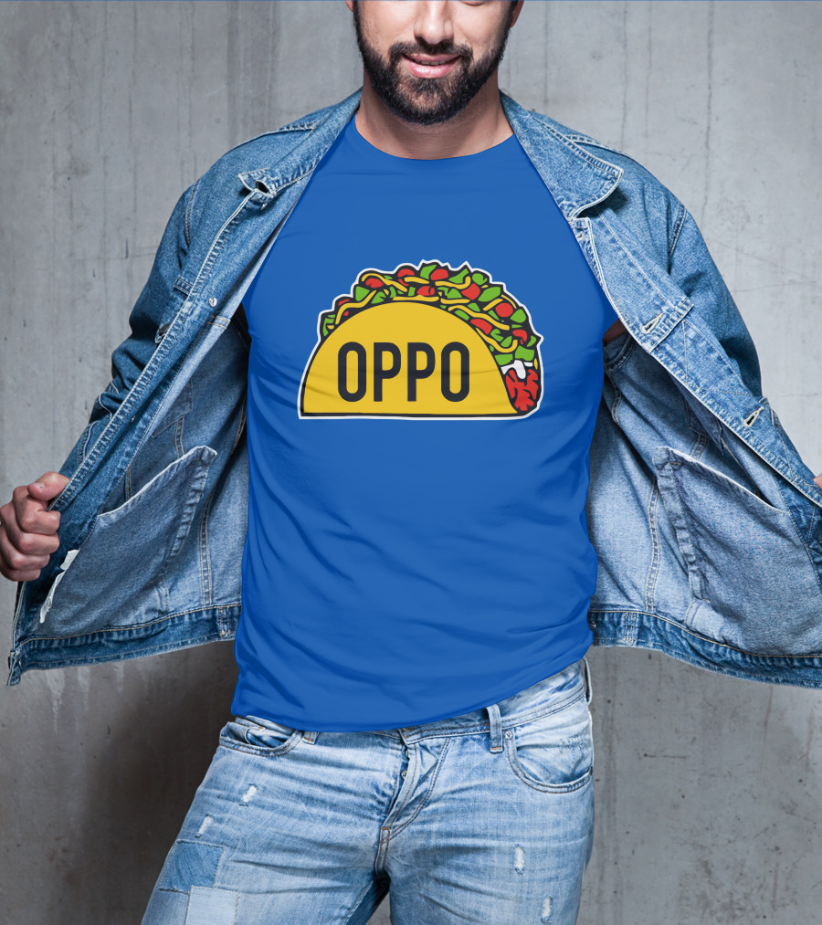 OPPO Taco Graphic On Vibrant Blue Background T-Shirt