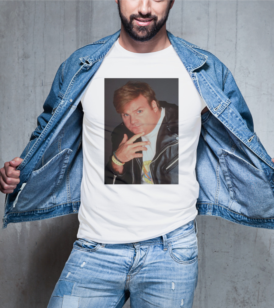 Kid Cudi Chris Farley Style Leather Jacket White Shirt Bracelet 90s Fashion T-Shirt