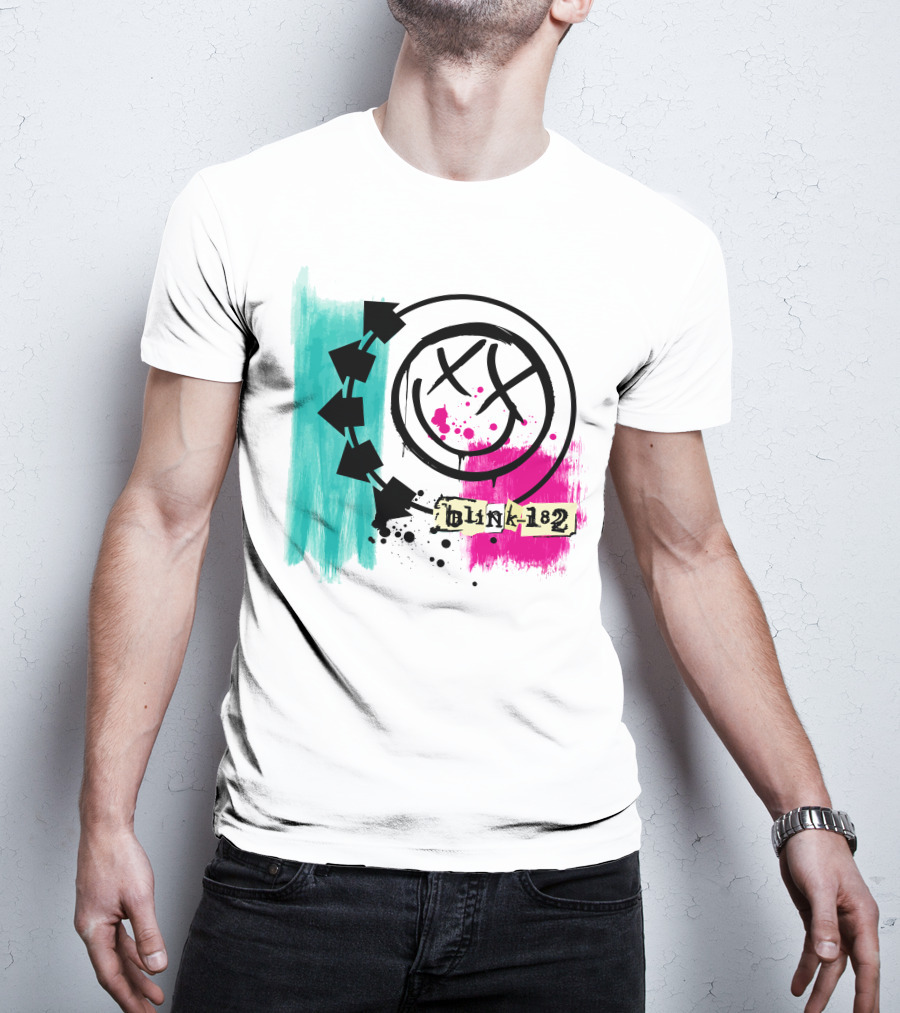 Jack And Sally Blink 182 I Miss You Smile Logo Paint Splatter T-Shirt
