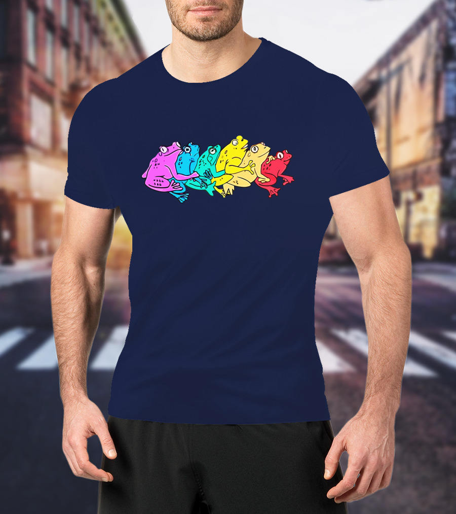 Rainbow Gay Frog Pride Colors Vibrant Frogs T-Shirt