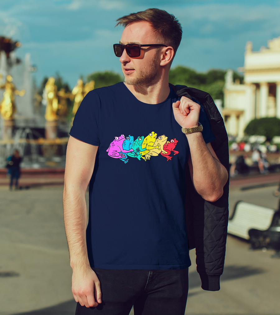 Rainbow Gay Frog Pride Colors Vibrant Frogs T-Shirt