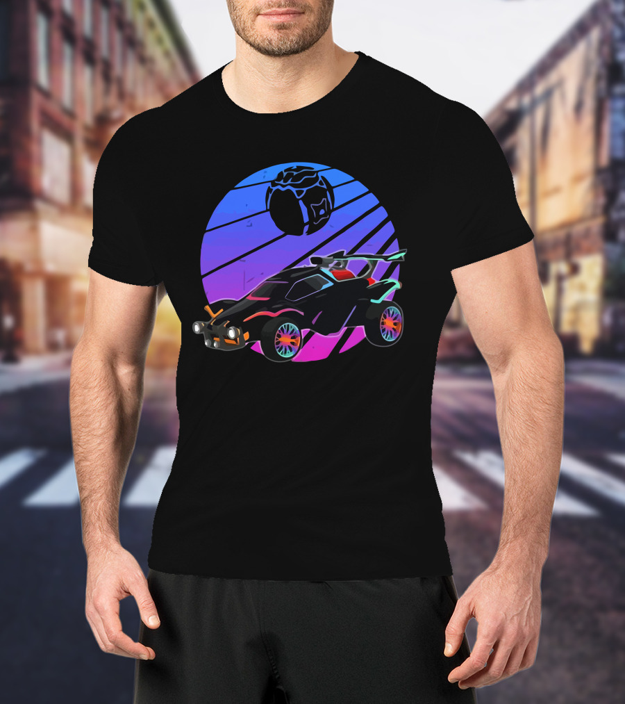 Rocket Soccer Car League Vibrant Distressed Gamer T-Shirt