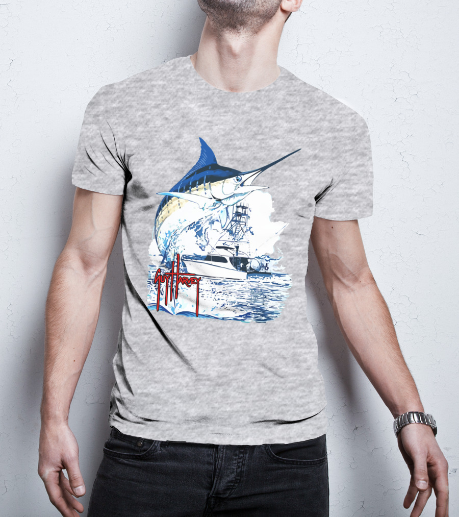 Guy Harvey Marlin Fishing Boat Ocean Adventure T-Shirt