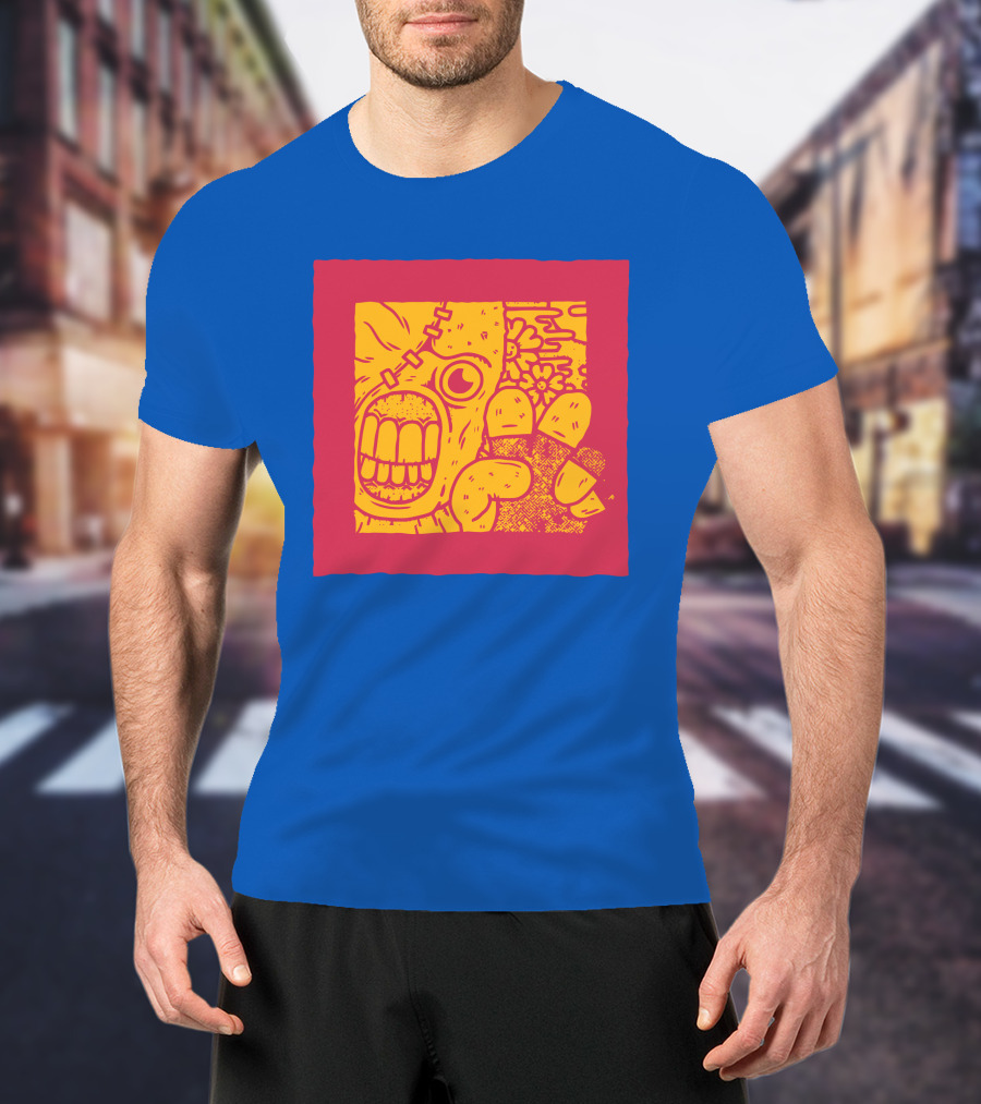 Biomaster 3 Last Escape Panic Zombie Face And Floral Background T-Shirt