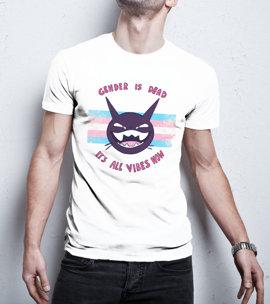 Gender Is Dead It's All Vibes Now Trans Flag Ghost Face T-Shirt