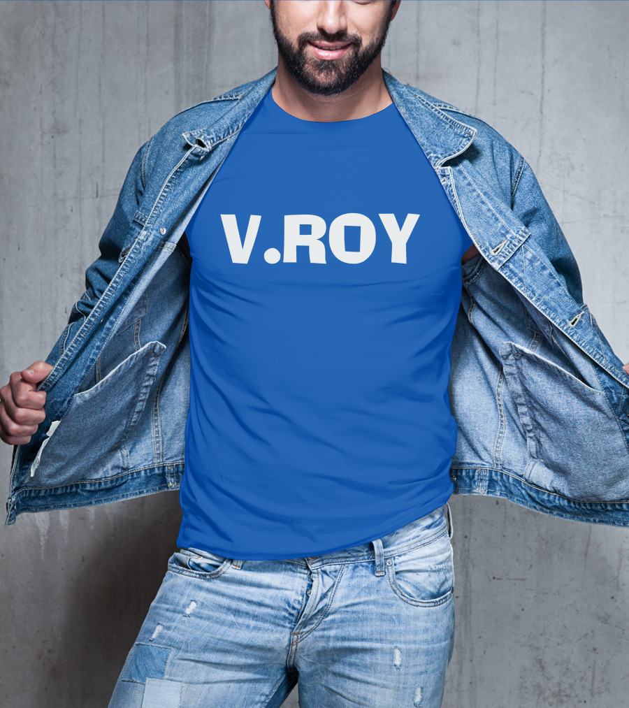 V Roy Classic Blue Typography T-Shirt
