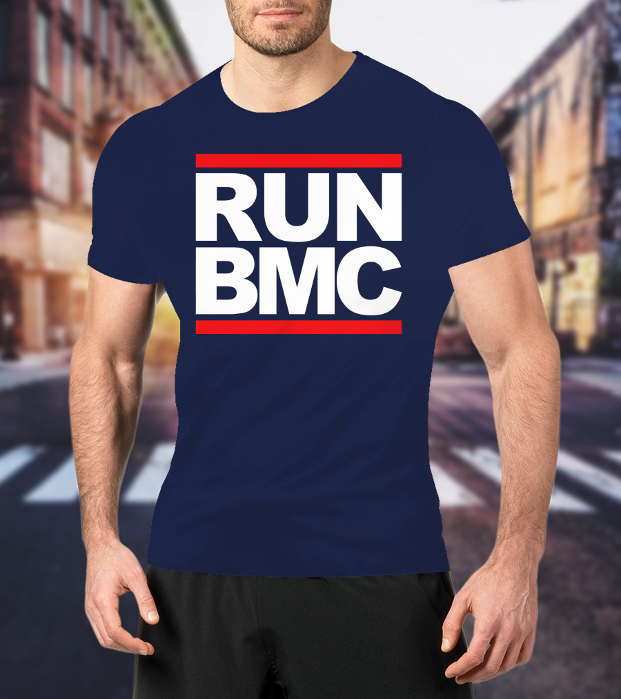 RUN BMC Bold White Text With Red Bars T-Shirt