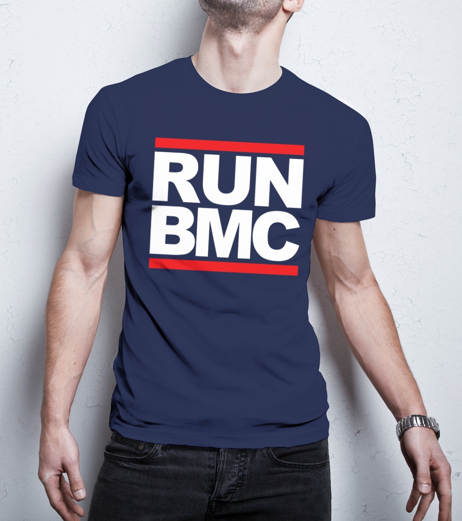 RUN BMC Bold White Text With Red Bars T-Shirt