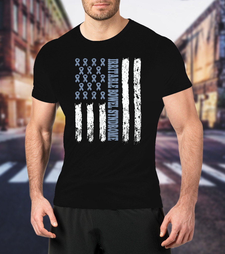 Irritable Bowel Syndrome Awareness Flag With Ribbons T-Shirt