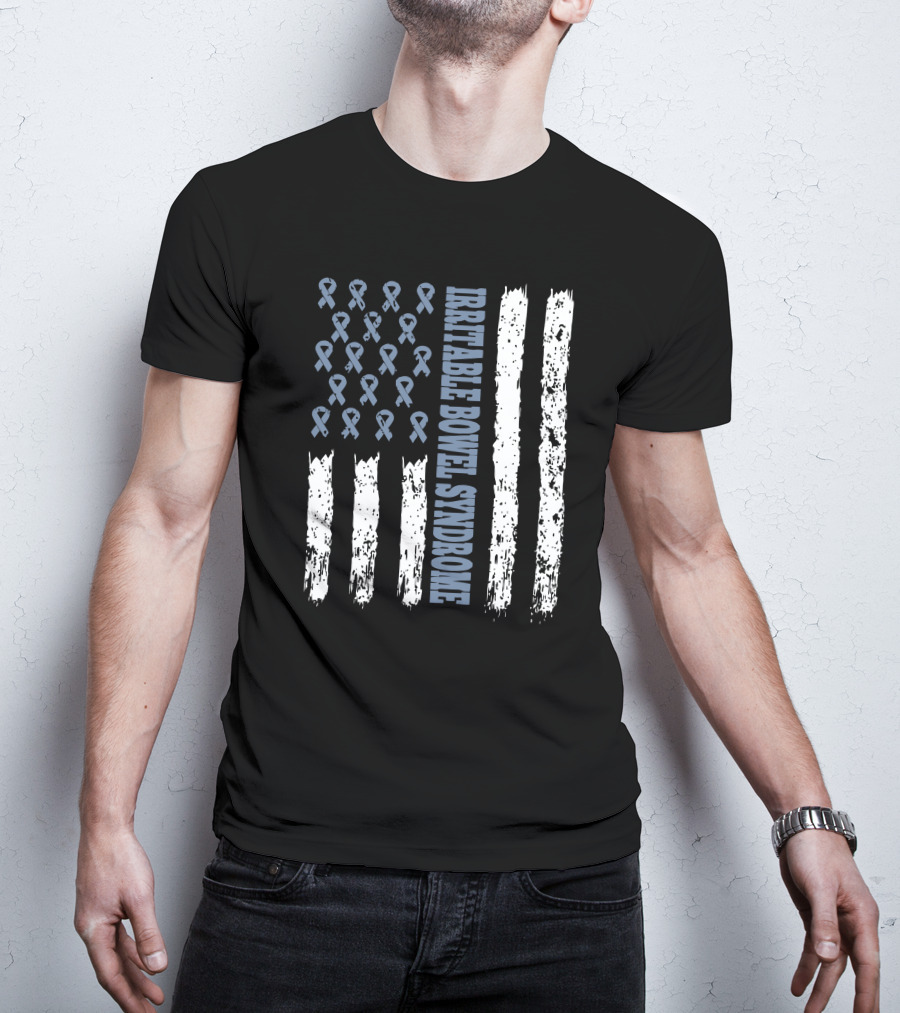Irritable Bowel Syndrome Awareness Flag With Ribbons T-Shirt