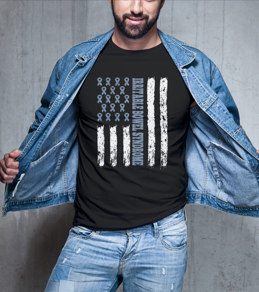 Irritable Bowel Syndrome Awareness Flag With Ribbons T-Shirt
