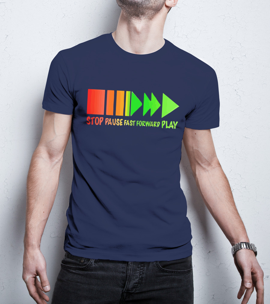 Stop Pause Fast Forward Play Bright Iconic Symbols T-Shirt